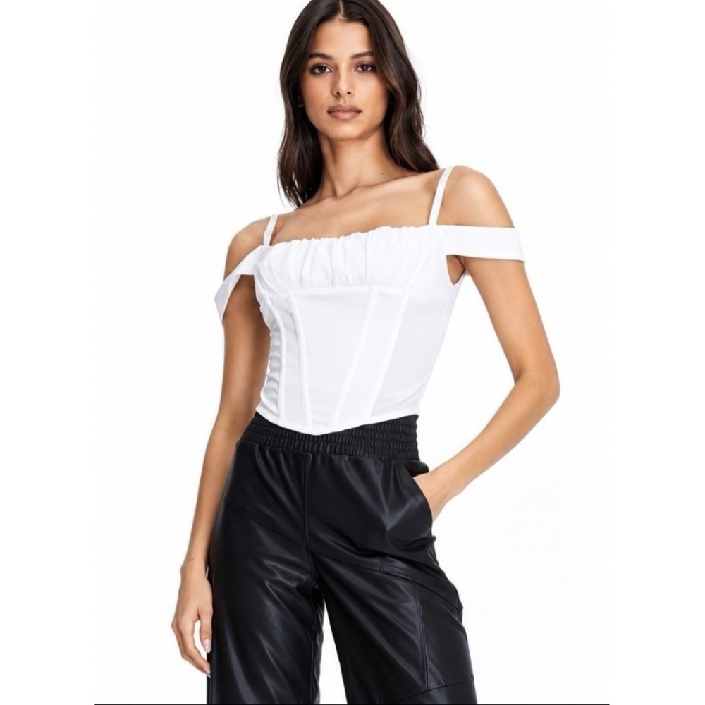 I.AM.GIA Bridget Corset Top Off the Shoulder Straps Cream Ivory SZ XS - Picture 3 of 13